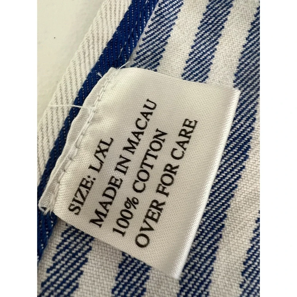 Pillsbury Striped Cotton Cooking Apron Blue White Embroidered Size L/XL Pocket